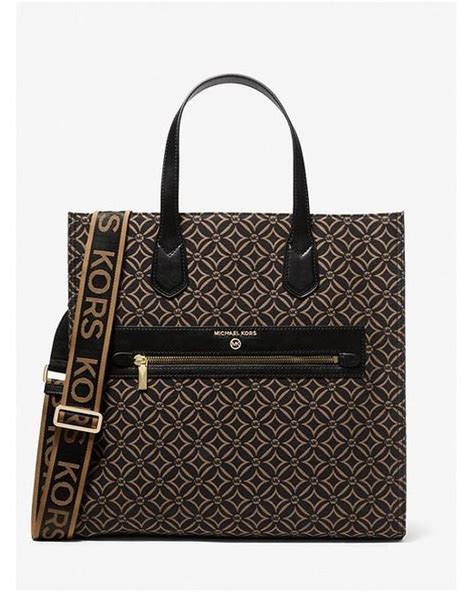 michael kors black jacquard tote|Kempner Large Logo Jacquard Tote Bag .